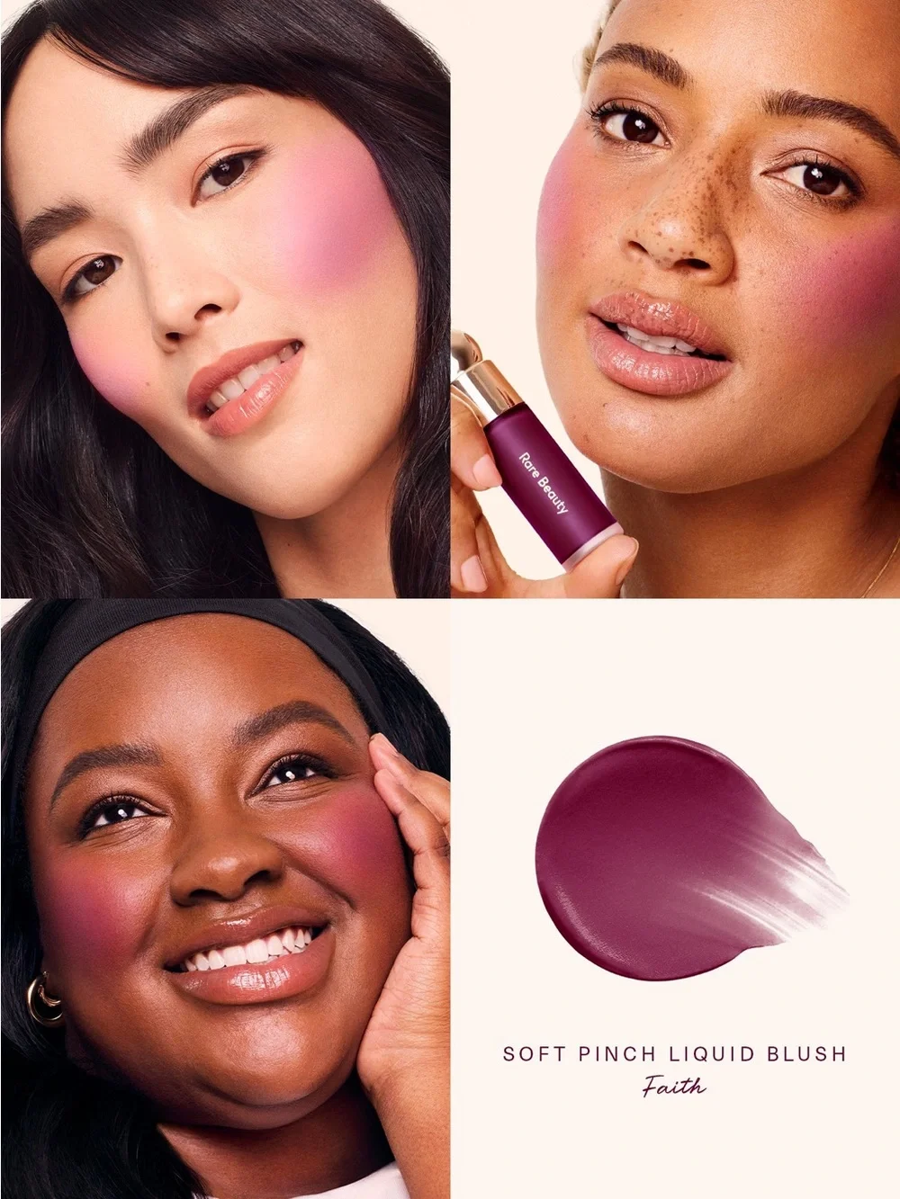 Rare Beauty Faith Soft Pinch Liquid Blush- matte deep berry, pigmented, vegan